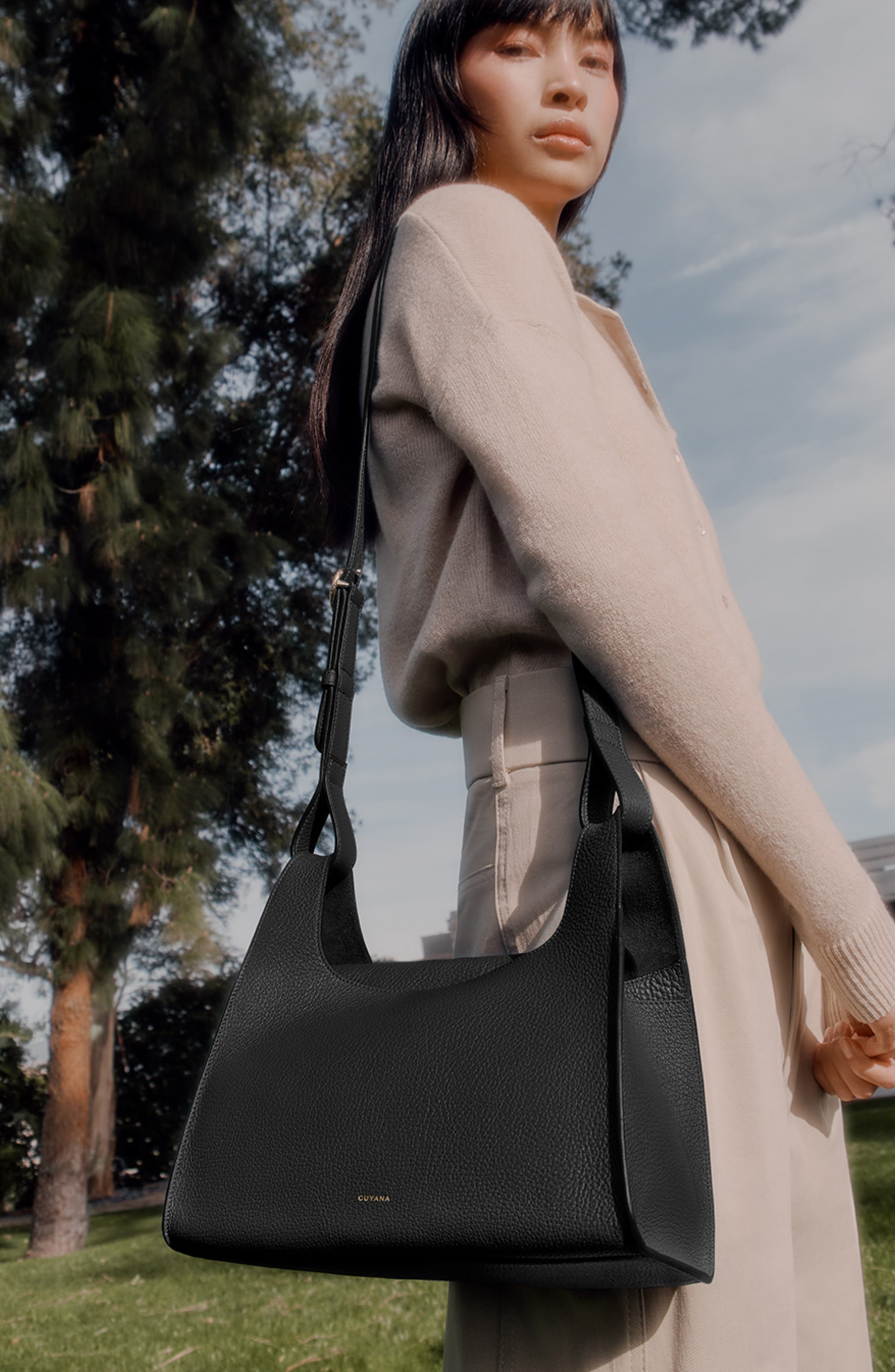 Cuyana Double Loop Leather Crossbody Bag, Alternate, color, 