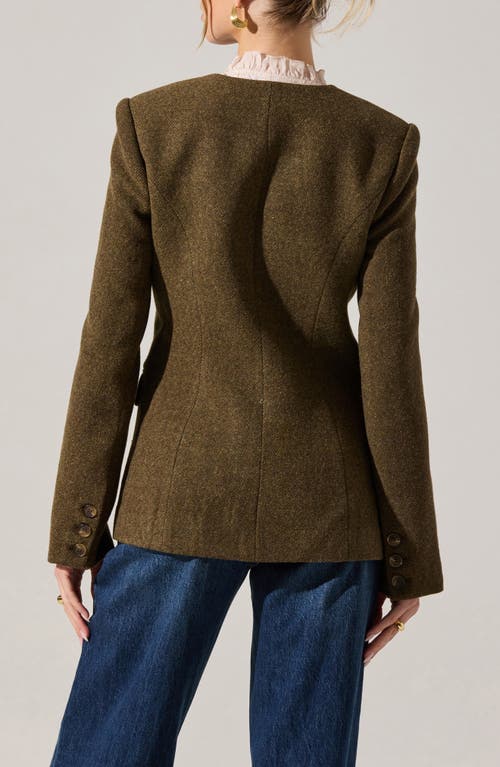 Astr The Label Bellmere Herringbone Tweed Jacket In Green