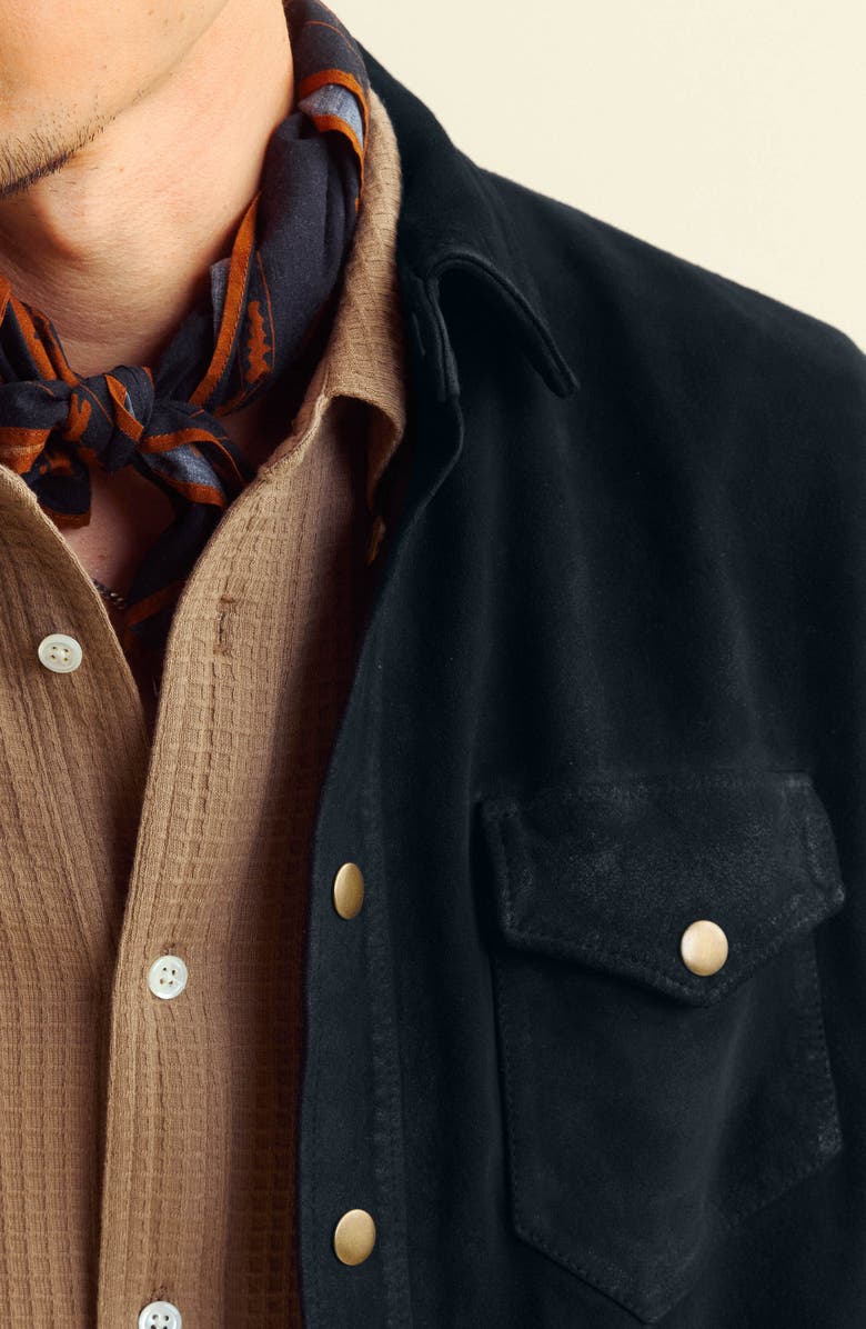 Billy Reid Savoy Waxed Suede Shirt Jacket, Alternate, color, Navy