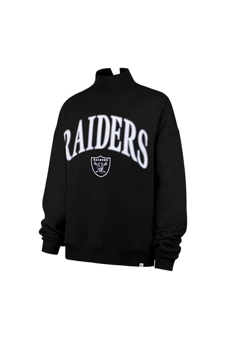 Women's '47 Black Las Vegas Raiders Oversized Vantage Mock Neck Sweatshirt, Alternate, color, Black