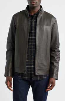 Nordstrom Stand Collar Leather Bomber Jacket