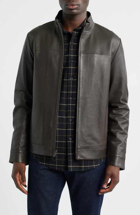 Nordstrom Stand Collar Leather Bomber Jacket