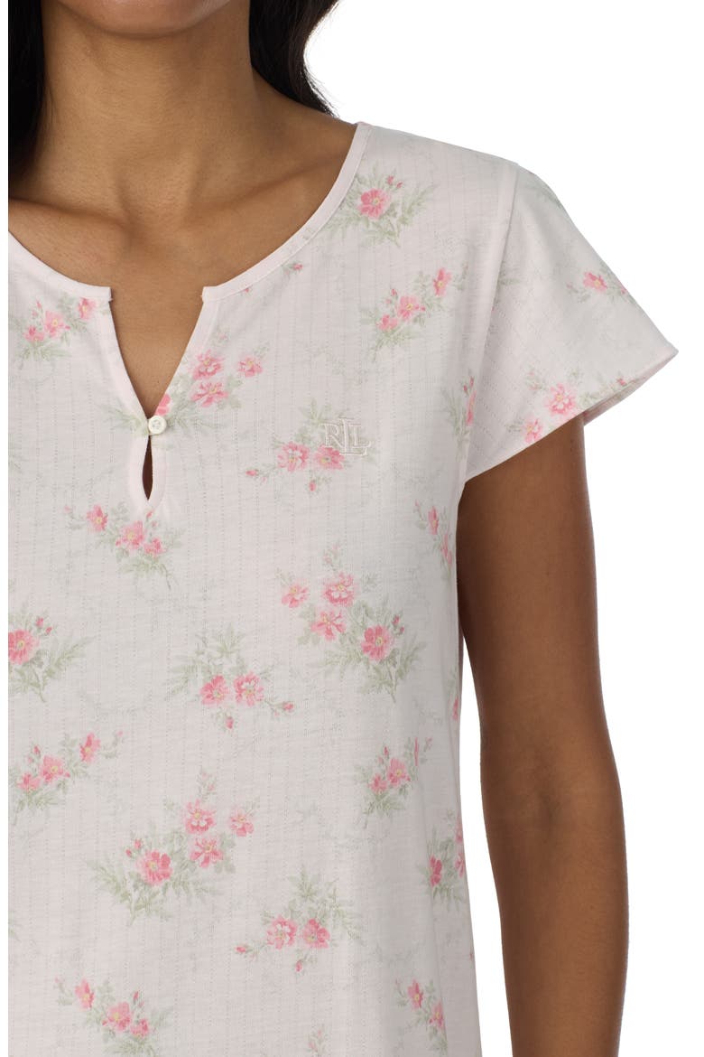 Print Short Sleeve Nightgown, Alternate, color, PINK PRINT