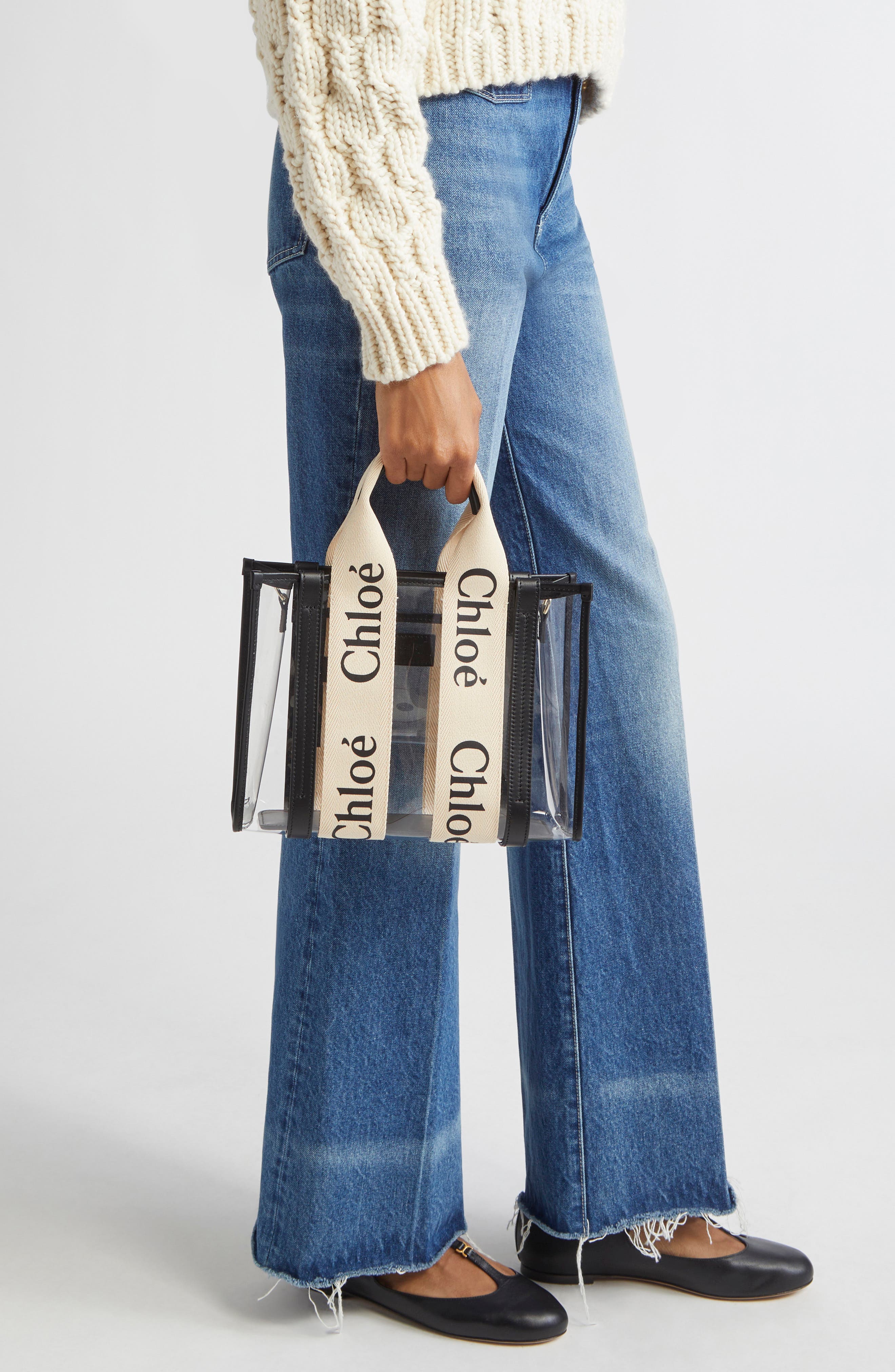 Chloé Small Woody Jelly & Leather Tote Bag, Alternate, color, 