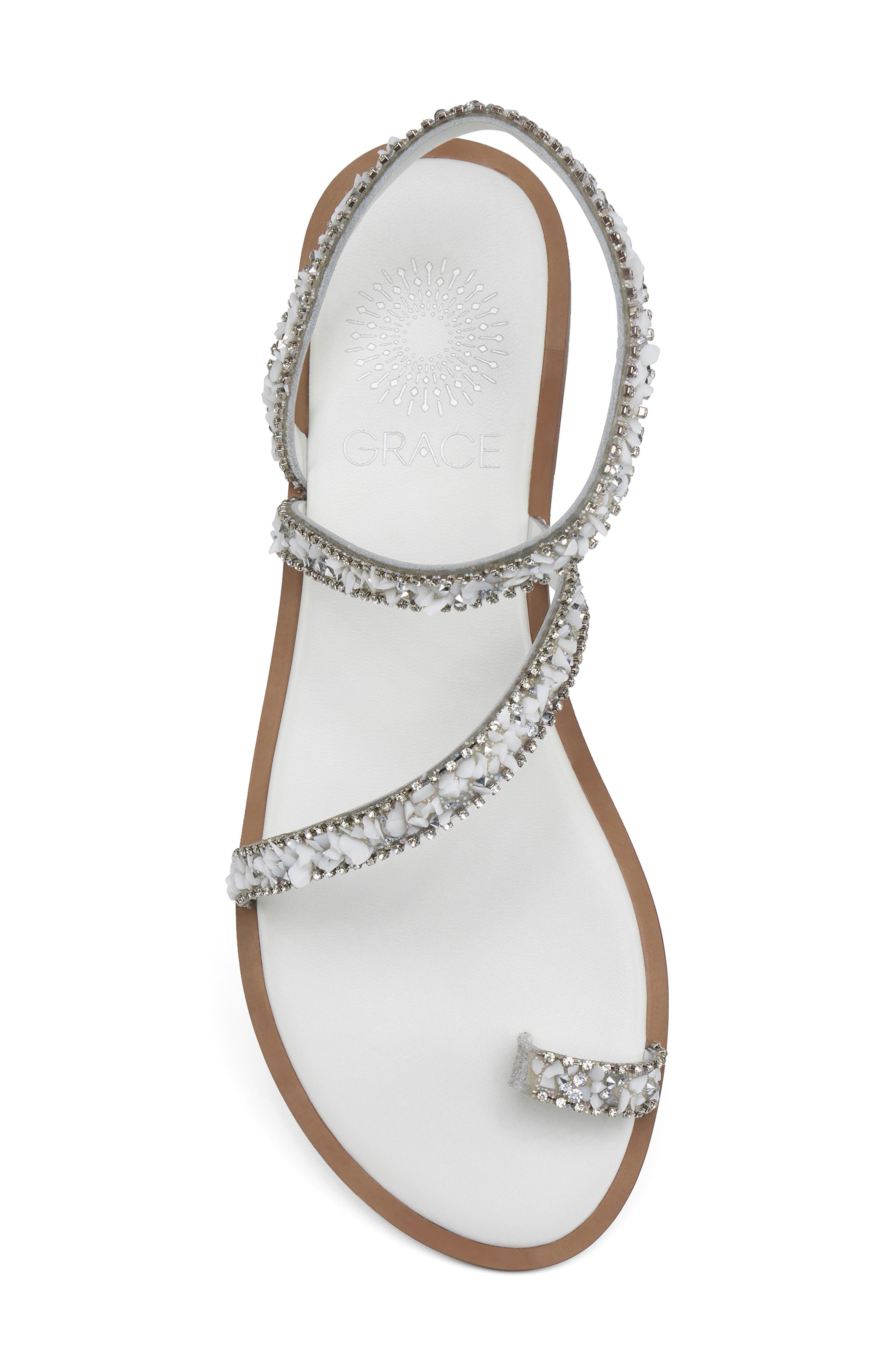 Grace Footwear Positano Crystal & Rhinestone Sandal, Alternate, color, White