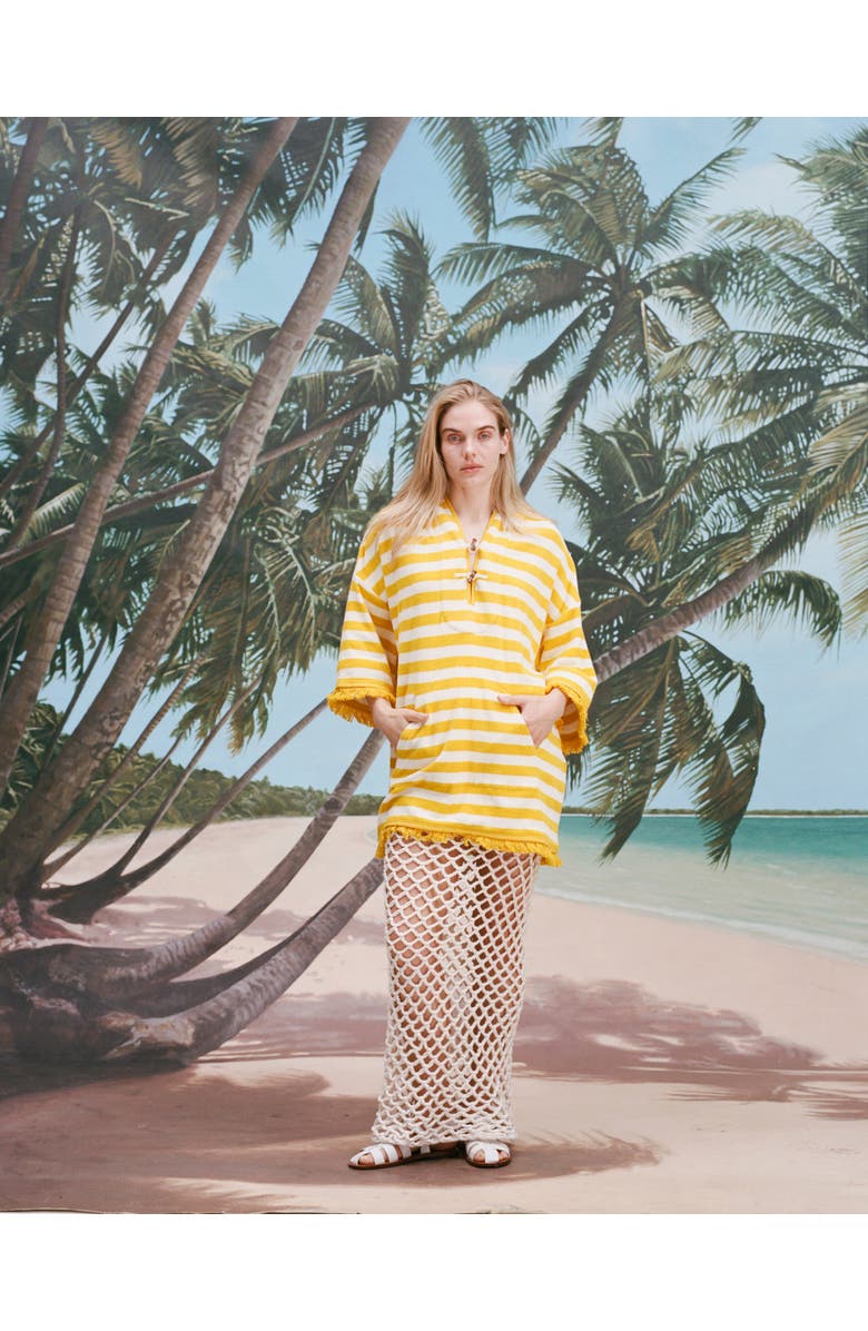 Tombolo 'Saffron Stripe' Beach Towel Top, Alternate, color, Saffron