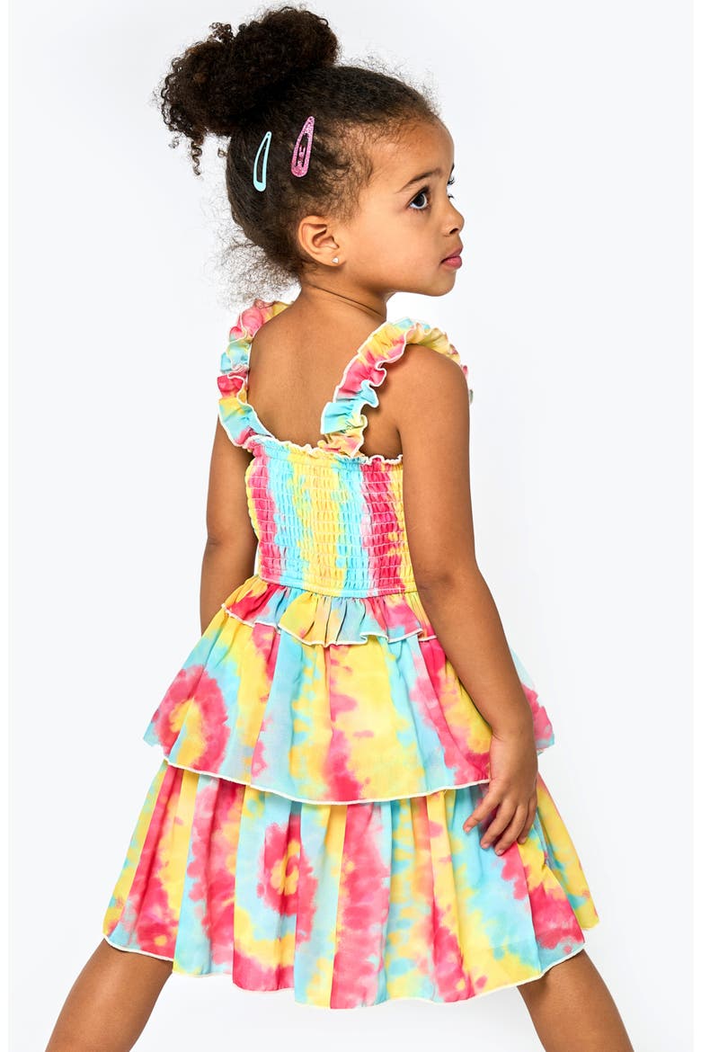 Kids' Tie Dye Smocked Dress, Alternate, color, PNK MULTI