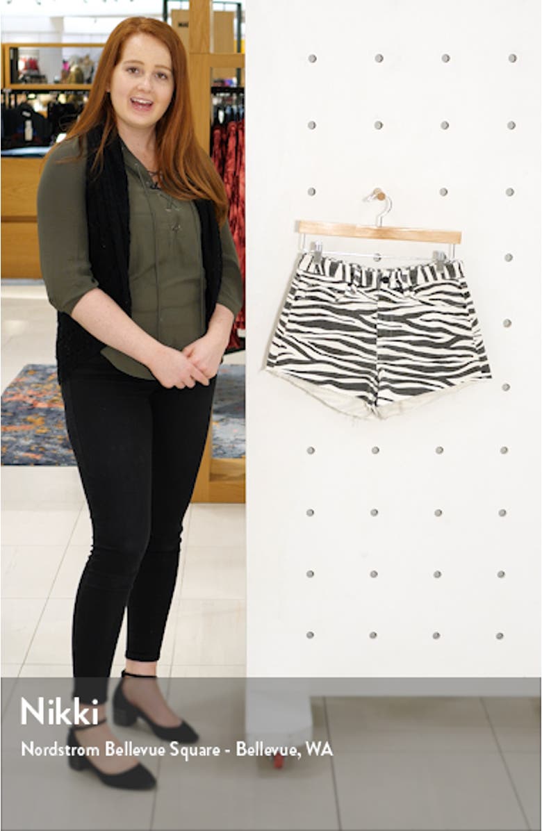 The Barrow Tiger Print High Waist Denim Shorts, sales video thumbnail