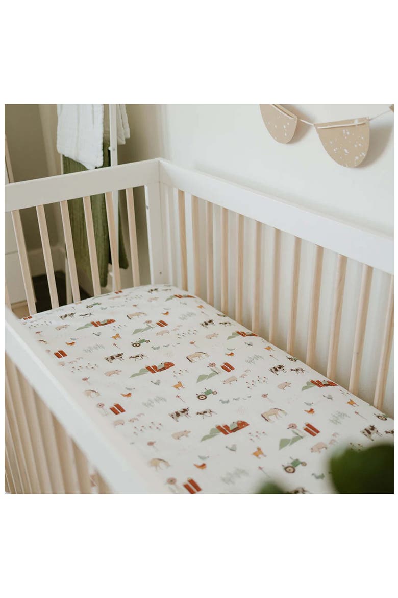 Cotton Muslin Crib Sheet, Alternate, color, FARMYARD
