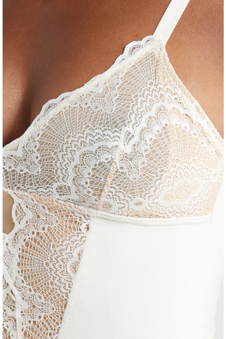 Sculpting Lace Shapewear Bodysuit, Alternate, color, WHITE
