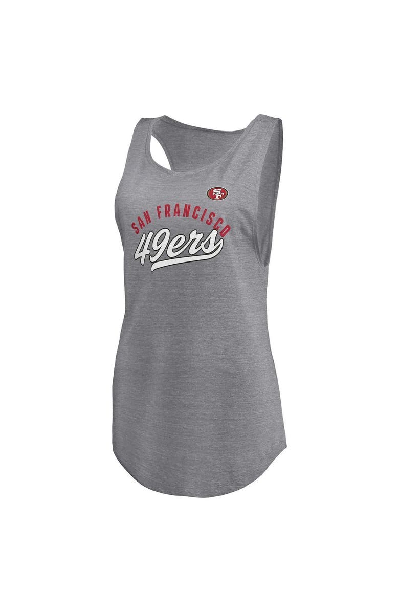 FANATICS Women's Fanatics Branded Heathered Gray San Francisco 49ers Quality Time Scoop Neck Tri-Blend Tank Top, Alternate, color, 