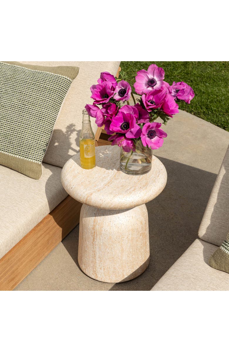 Dovetail Furniture Marek Faux Travertine Outdoor Side Table, Alternate, color, Natural