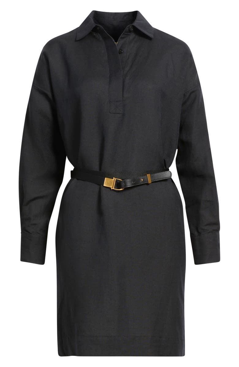 DONNA KARAN WEEKEND Belted Long Sleeve Polo Dress, Alternate, color, Black - Blk
