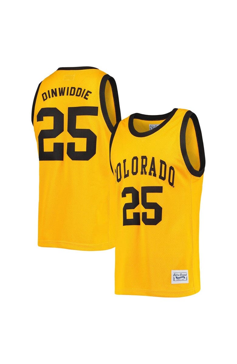 Retro Brand Men's Original Retro Brand Spencer Dinwiddie Gold Colorado Buffaloes Commemorative Classic Basketball Jersey, Alternate, color, 