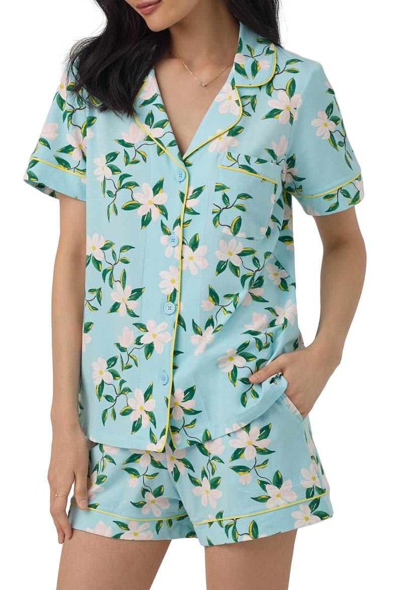 Print Stretch Organic Cotton Jersey Short Pajamas, Alternate, color, BELLE BLOSSOMS
