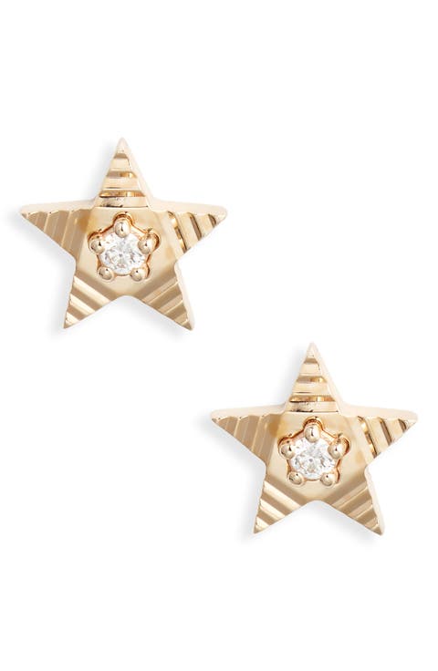 Diamond Fluted Star Stud Earrings