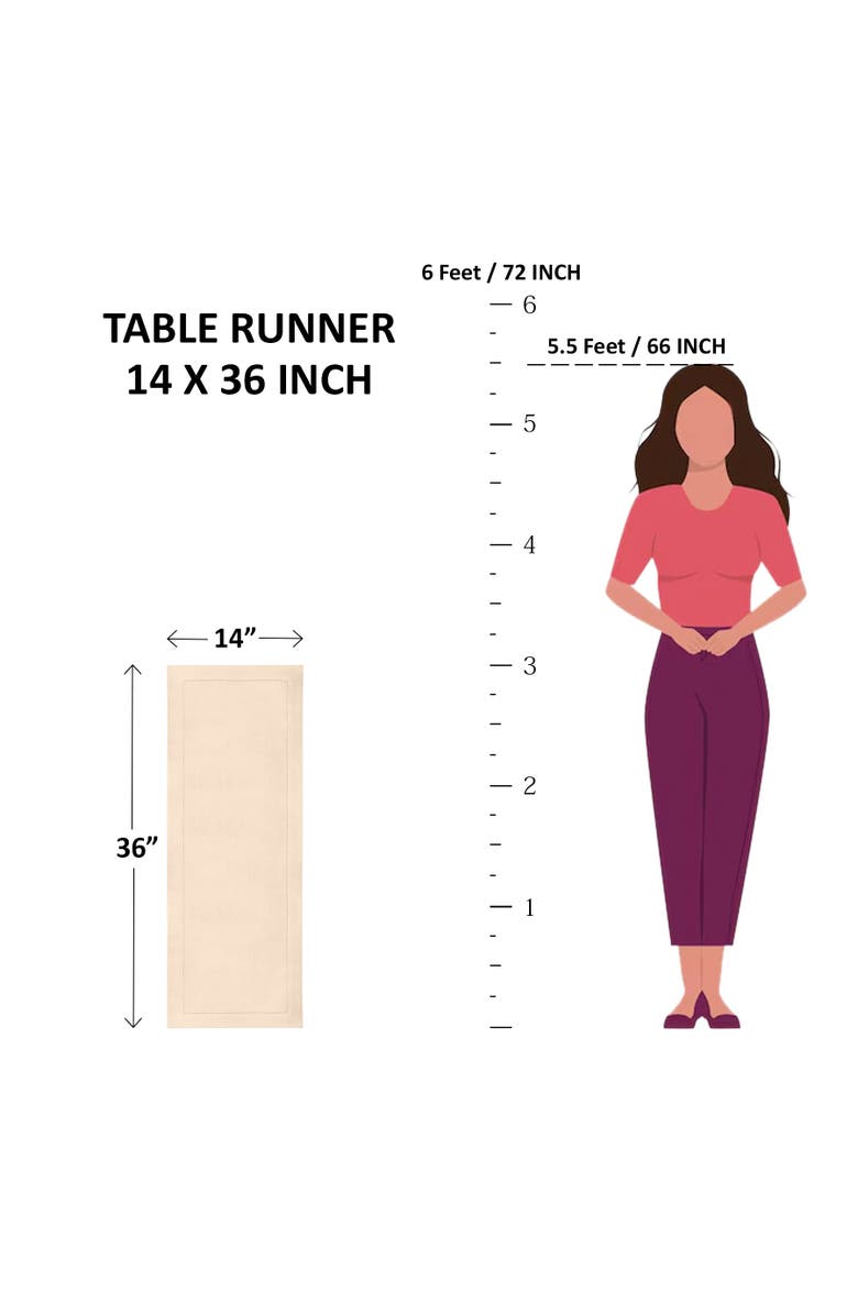 Solino Home Cotton Linen Hemstitch Table Runner, Alternate, color, Black