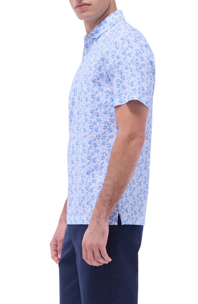 Bugatchi Victor OoohCotton<sup>®</sup> Leaf Print Polo, Alternate, color, Classic Blue