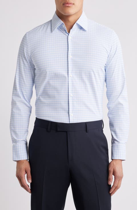 Hank Kent Slim Fit Plaid Performance Twill Dress Shirt (Regular & Big)