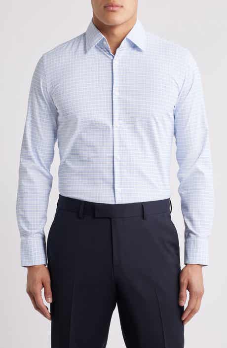 BOSS Hank Kent Slim Fit Plaid Performance Twill Dress Shirt