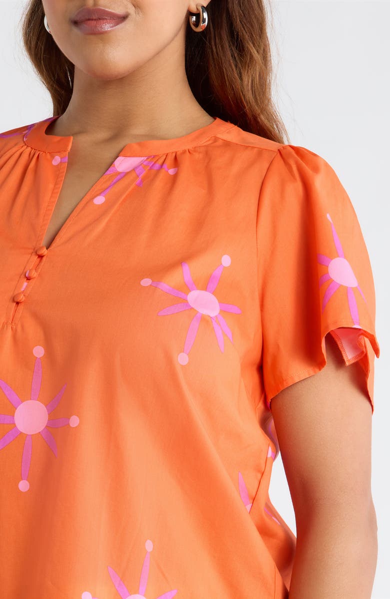 SUGARLIPS Karani Starburst Xoey Split Neck Top, Alternate, color, Orange Fuchsia