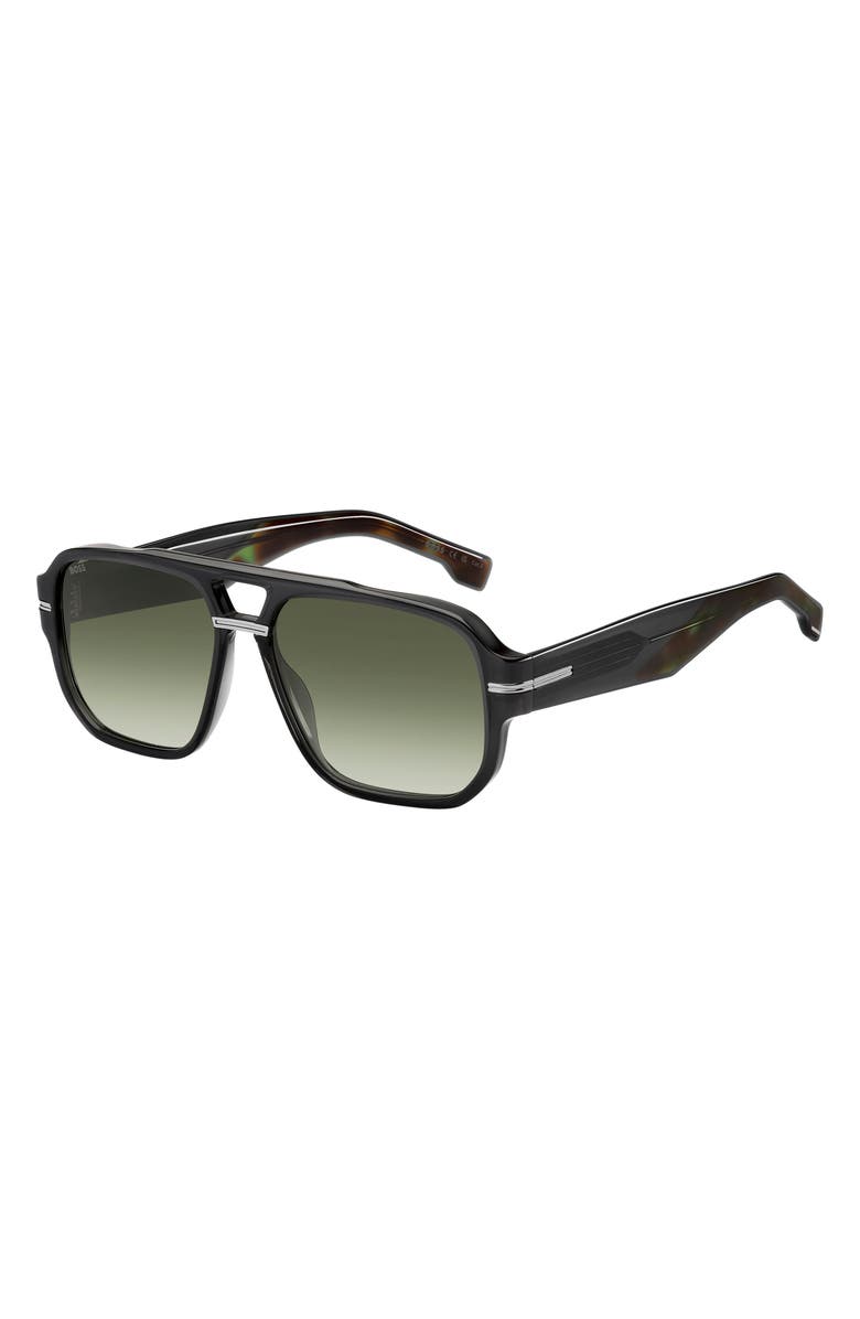 BOSS 57mm Rectangular Sunglasses, Alternate, color, Grey/ Green Sf Ar