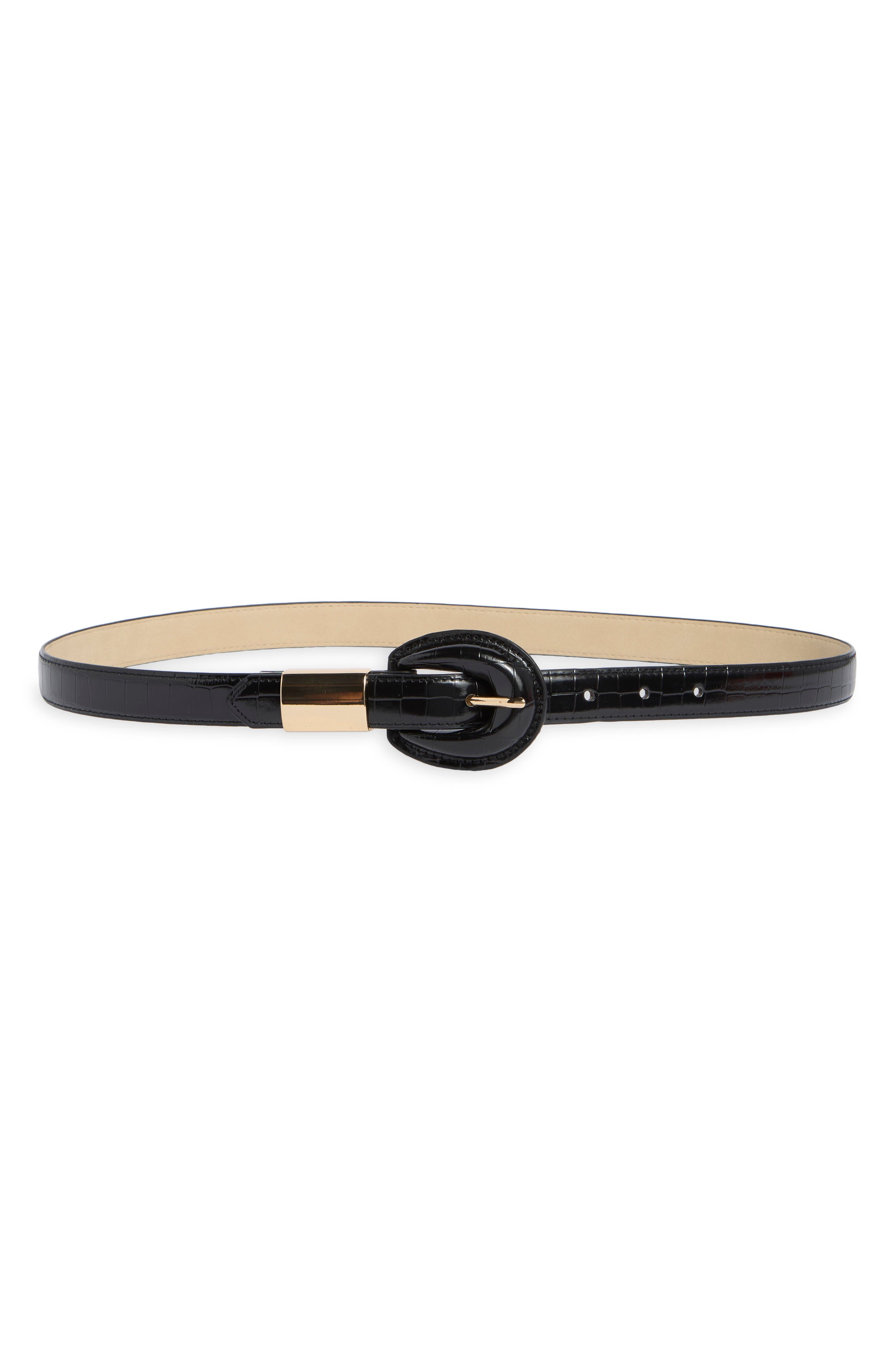 Croc Embossed Faux Leather Belt