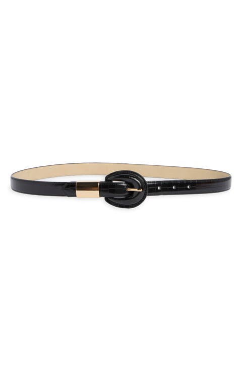 Croc Embossed Faux Leather Belt