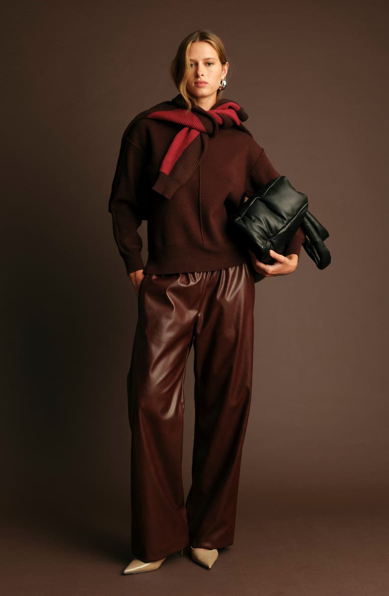 DELUC Dan Seamed Crewneck Sweater, Alternate, color, Cacao