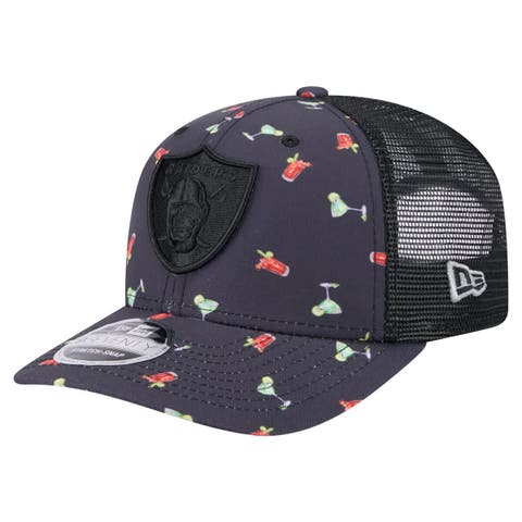Men's New Era  Navy/Black Las Vegas Raiders Adventure Drinks Pattern 9SEVENTY Stretch-Snap Hat