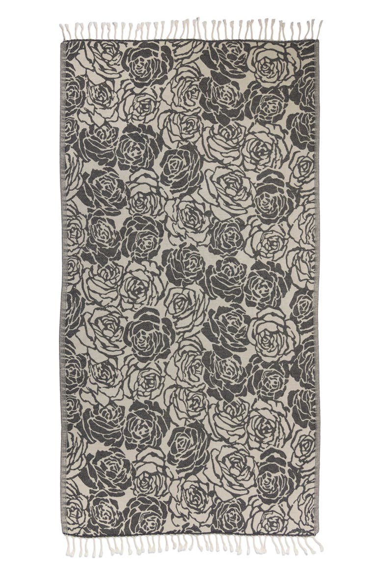 Rose Sand Resistant Organic Turkish Towel, Alternate, color, Black