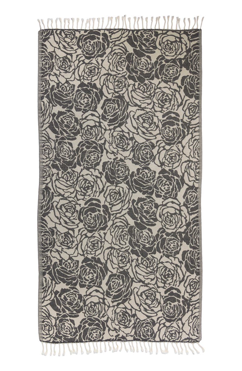 InfuseZen Rose Sand Resistant Organic Turkish Towel, Alternate, color, Black
