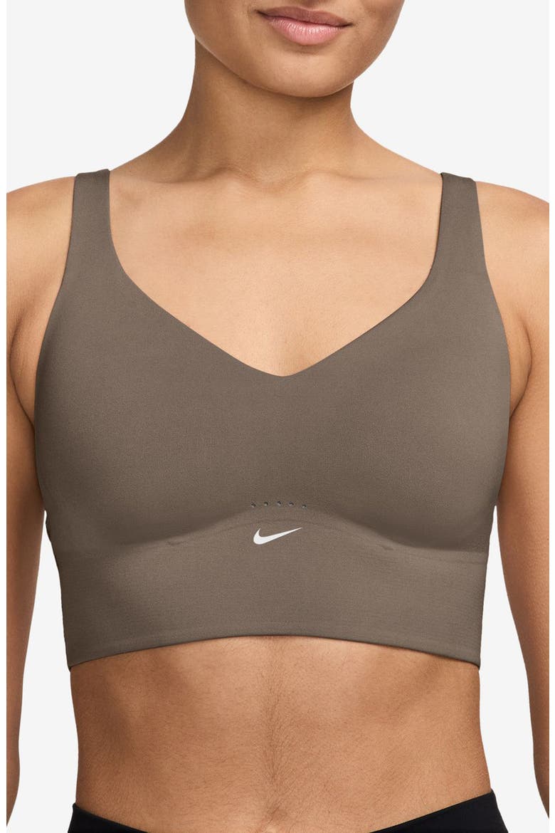 Alate Medium Support Padded Sports Bra, Main, color, MINK BROWN/ WHITE