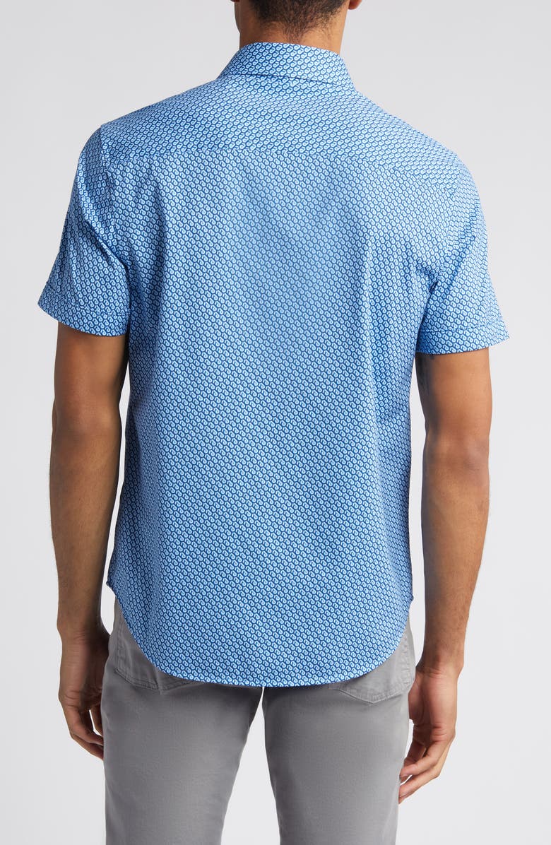 Bugatchi Miles OoohCotton<sup>®</sup> Geometric Short Sleeve Button-Up Shirt, Alternate, color,