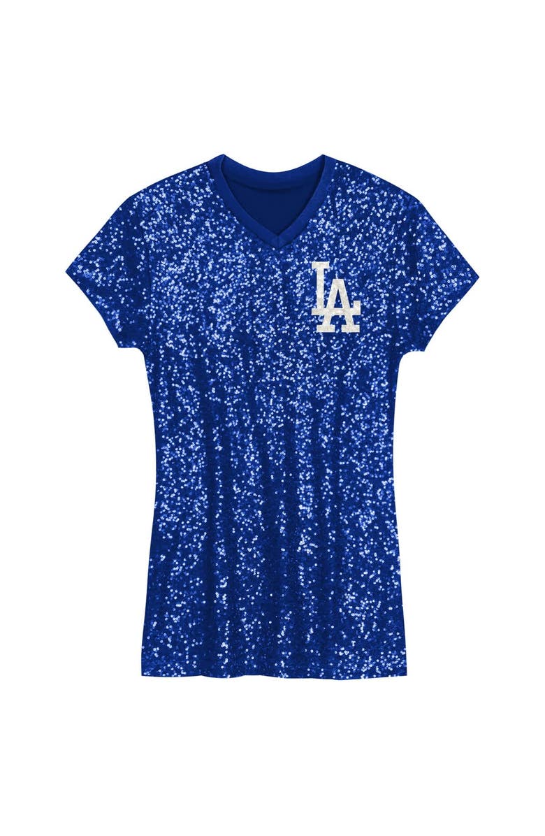 Outerstuff Youth  Royal Los Angeles Dodgers V-Neck Sequin Dress, Alternate, color, Royal