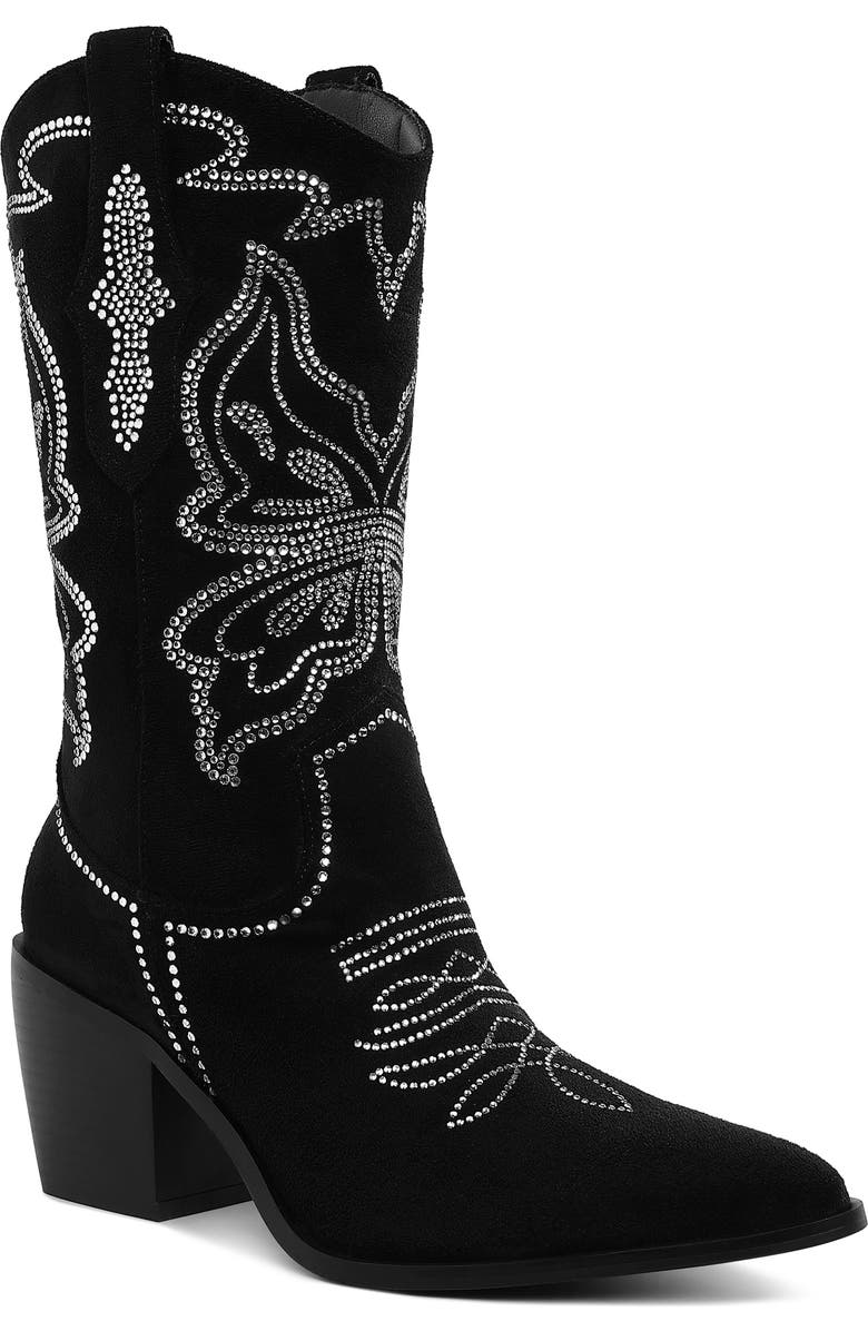Rag & Co Latafa Rhinestone Western Boot, Main, color, Black