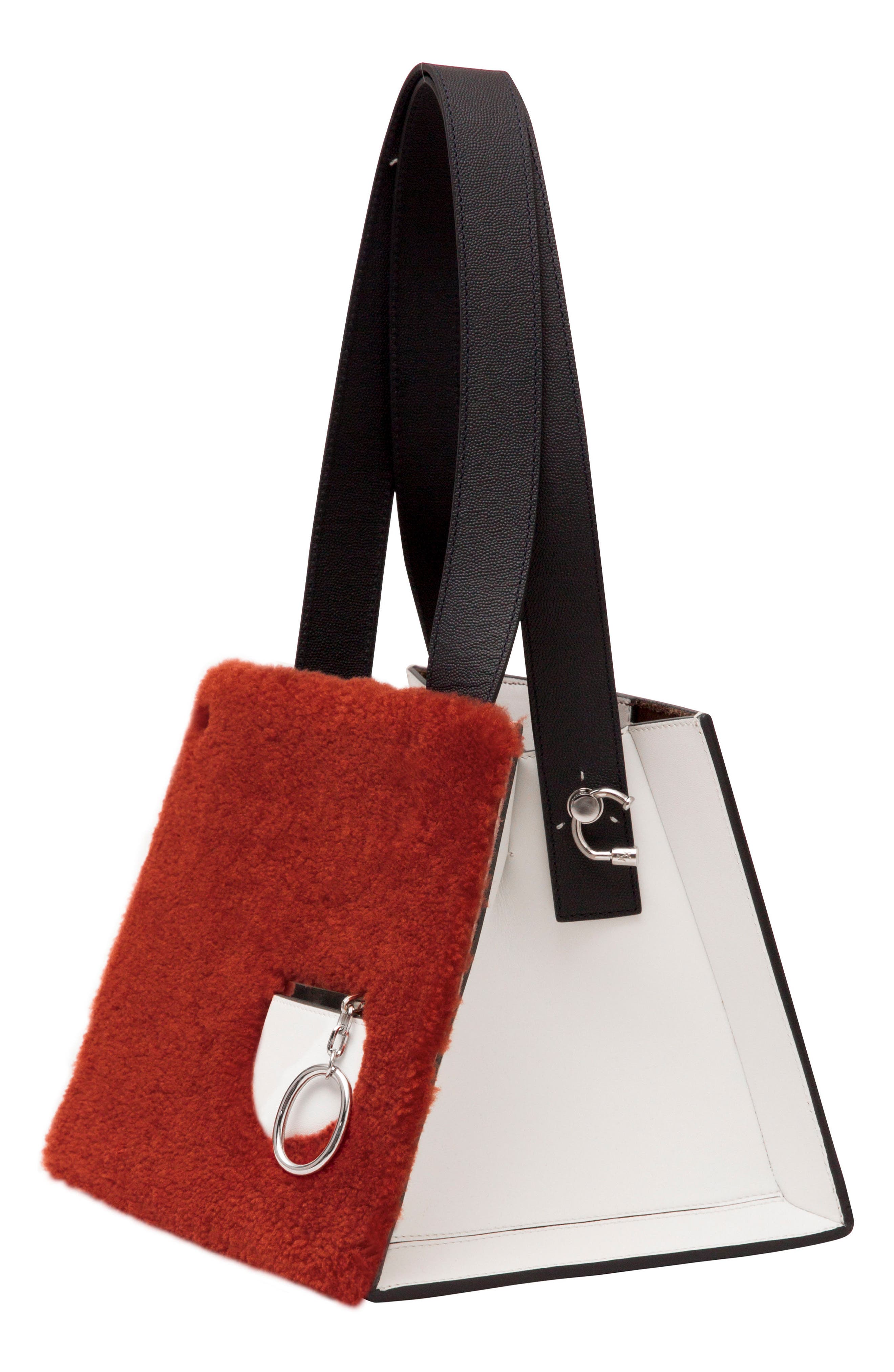 Margot Leather & Genuine Shearling Tote Bag, Alternate, color, SHEARLING BRICK