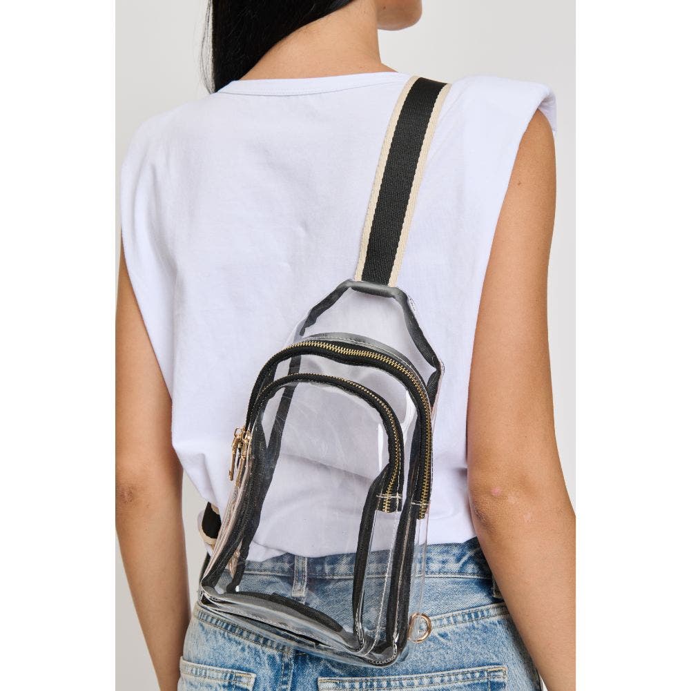 MODA LUXE Britney Sling Backpack, Alternate, color, Clear Black