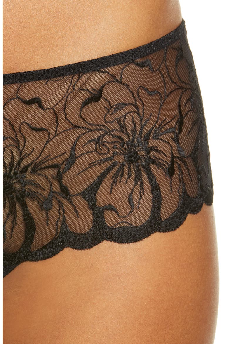 Fleurs Hipster Tanga, Alternate, color, BLACK