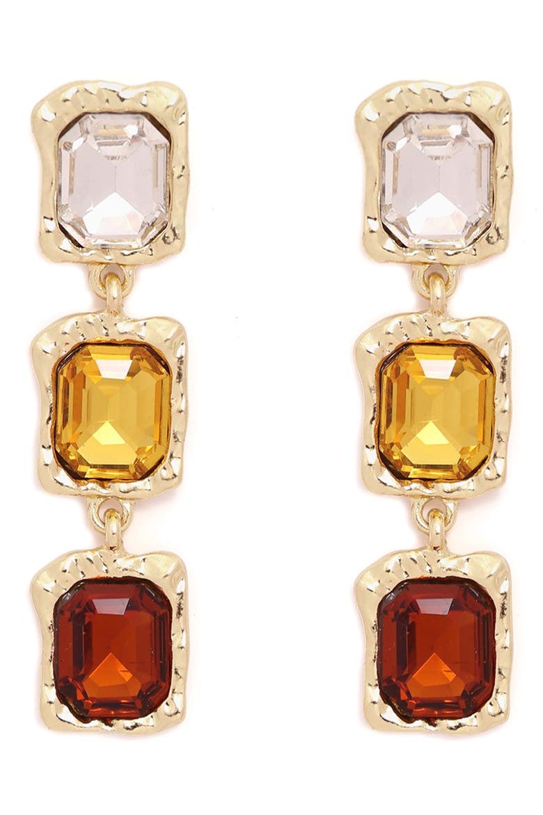 Glow Crystal Drop Earrings, Main, color, SUNRISE