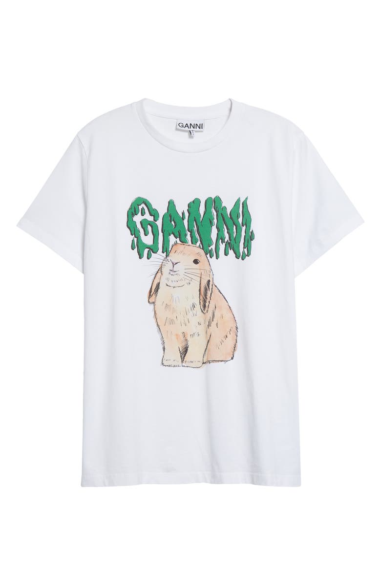 Ganni Bunny Logo Graphic T-Shirt, Alternate, color, 