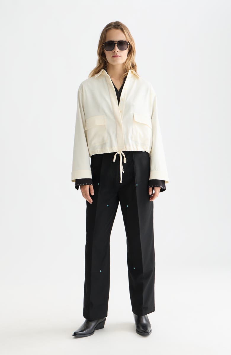 Scotch & Soda Raine Studded High Waist Wide Leg Pants, Alternate, color, Meteorite