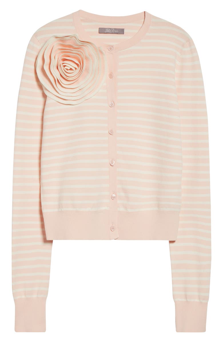 Lela Rose Rose Appliqué Stripe Cardigan, Alternate, color, Blush Multi