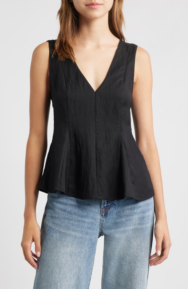 MANGO Sleeveless Peplum Top, Main, color, Black