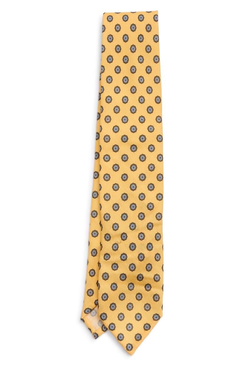 Medallion Wool Tie, Main, color, YELLOW MEDALLION