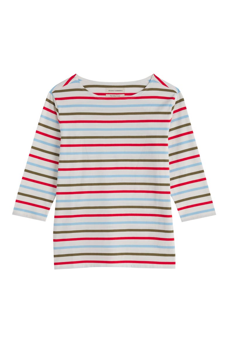 Sailor Stripe Organic Cotton Top, Alternate, color, TRI BRETON SEAGRASS