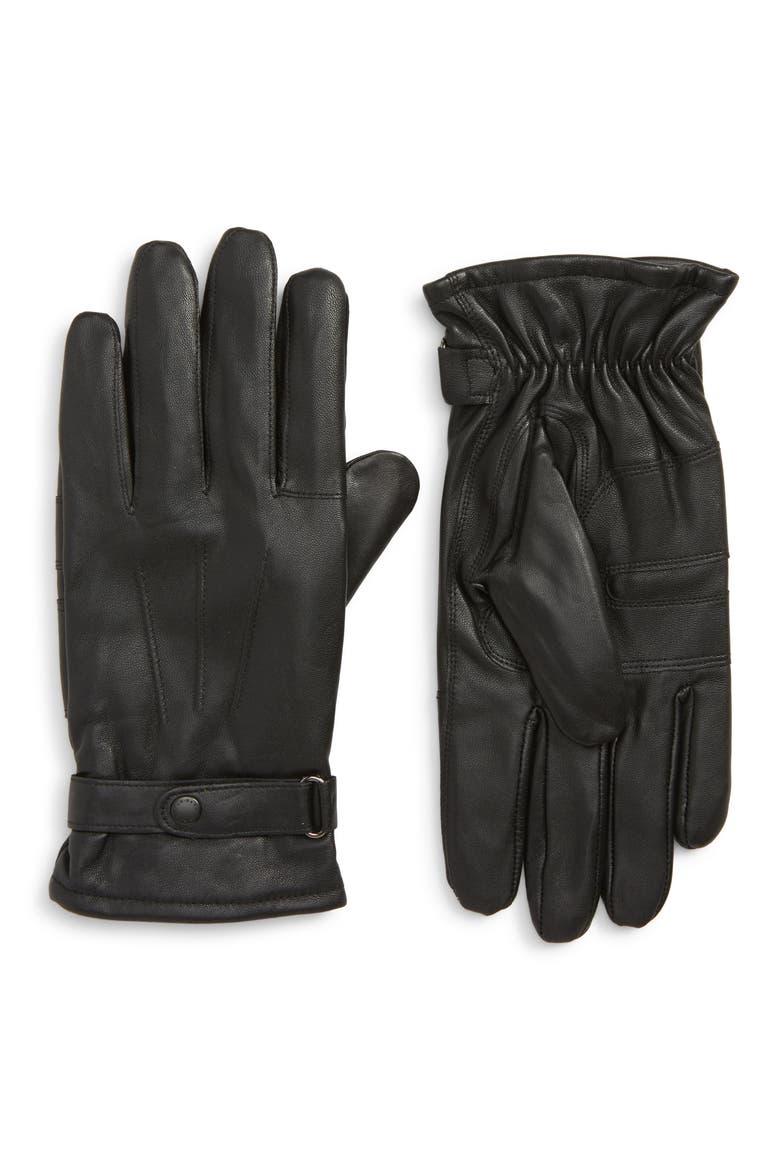 Burnished Leather Gloves, Main, color, BLACK