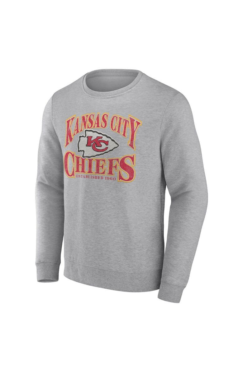 FANATICS Men's Fanatics Branded Heathered Charcoal Kansas City Chiefs Playability Pullover Sweatshirt, Alternate, color, Heather Gray