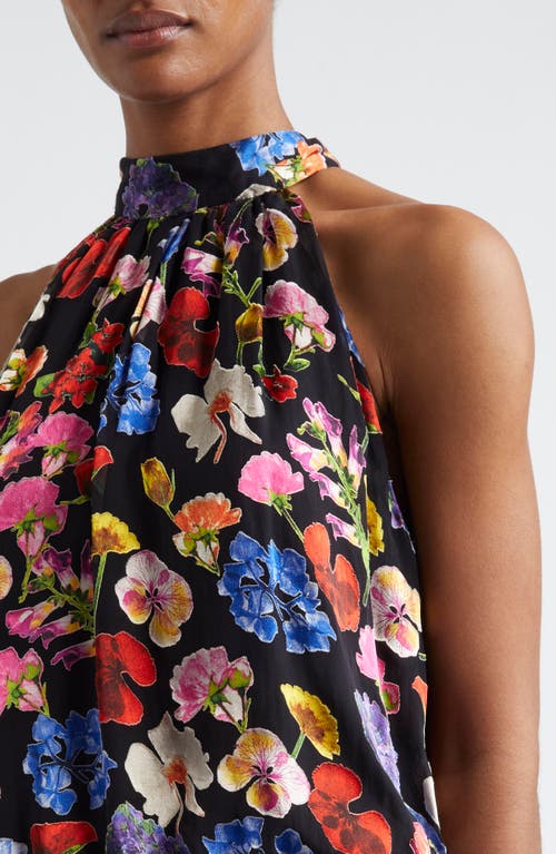 Alice And Olivia Maris Gathered Floral-print Jacquard Top In Timeless Blossom