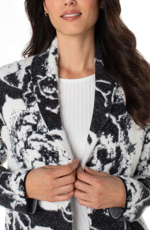 Liverpool Los Angeles Coatigan Floral Open Front Cardigan Sweater In Black
